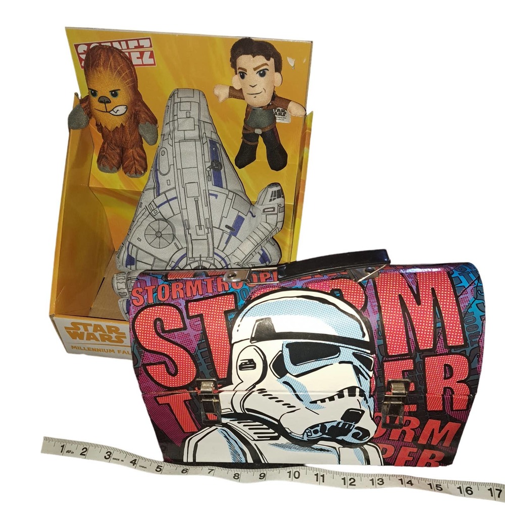 NIB-STAR WARS Storm Trooper Lunch Box- Millennium Falcon Pillow Set